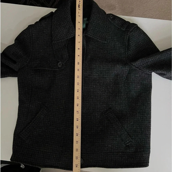 Lauren Ralph Lauren Military Jacket Wool Black Cropped Button Checkered Size 10 - Picture 16 of 16